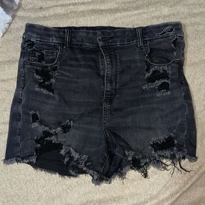 Black American eagle denim shorts distressed